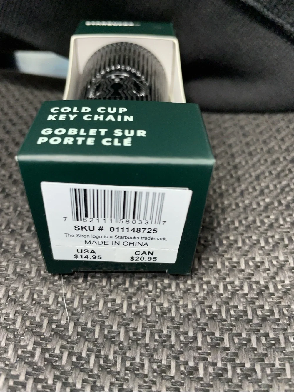 Starbucks Black Cold Cup Key Chain with Embossed Siren